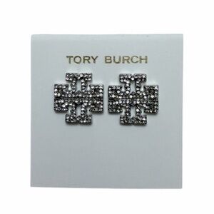 Tory Burch britten pave Silver Stud Earrings
